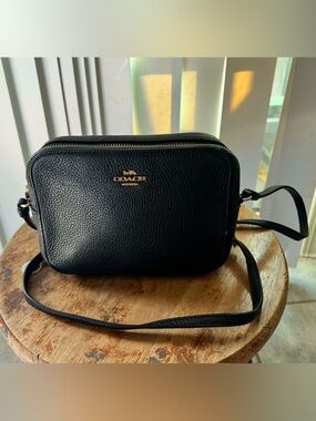 Coach Genuine Pebble Leather Mini Camera Crossbody Bag